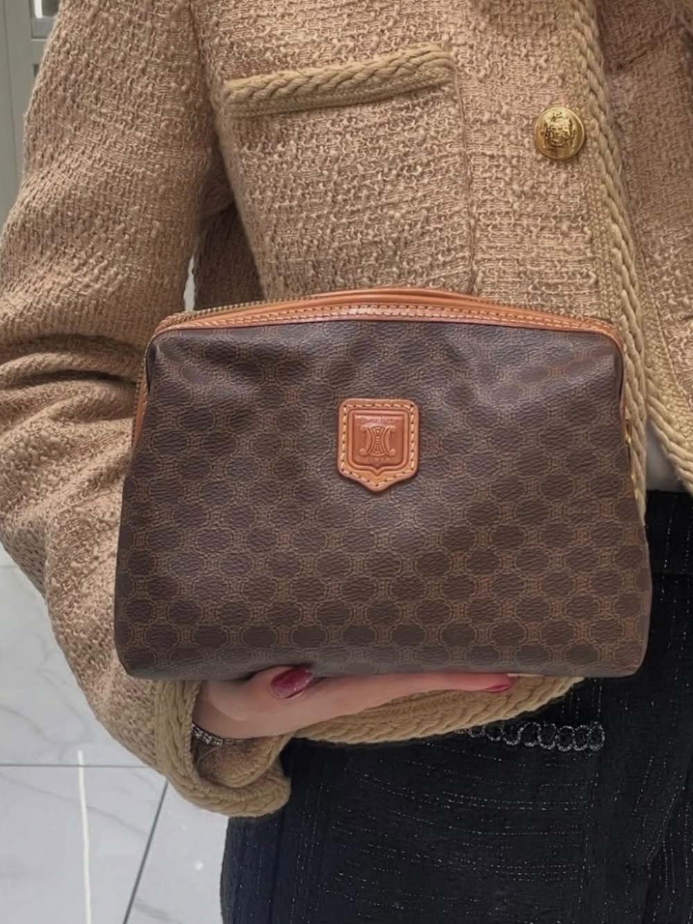 CELINE Macadam Coated Canvas Cosmetic pouch